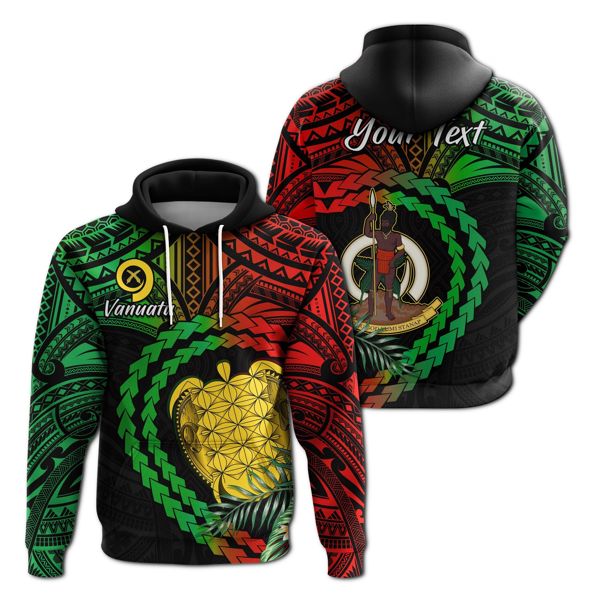 Custom Vanuatu Heart Polynesian Hoodie Turtle Sand Drawings LT13 - Wonder Print Shop