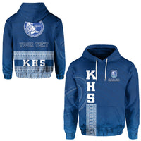 Blue hoodie with KHS graphic and 'YOUR TEXT' panel