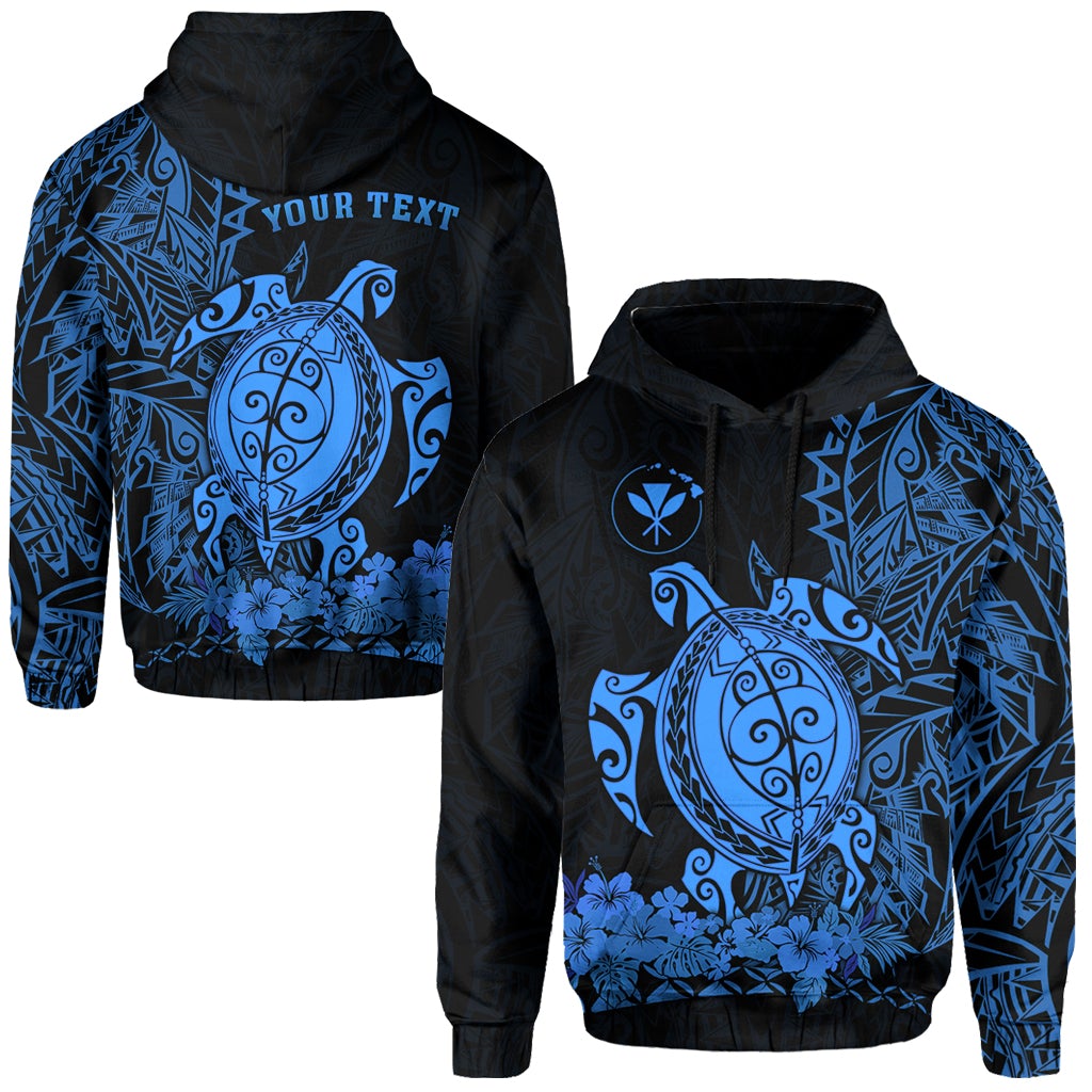 Custom Hawaii Polynesian Hoodie Blue Sea Turtles Hawaiian LT13 - Wonder Print Shop