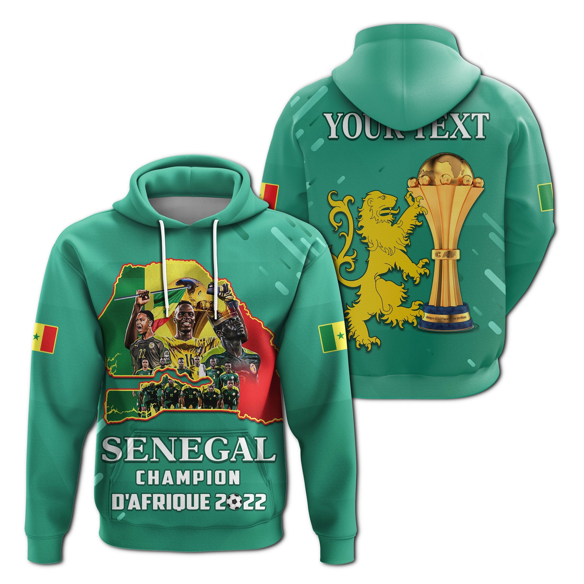 Custom Senegal Football Hoodie The Champions 2022 Style Map and Lion LT13 - Wonder Print Shop