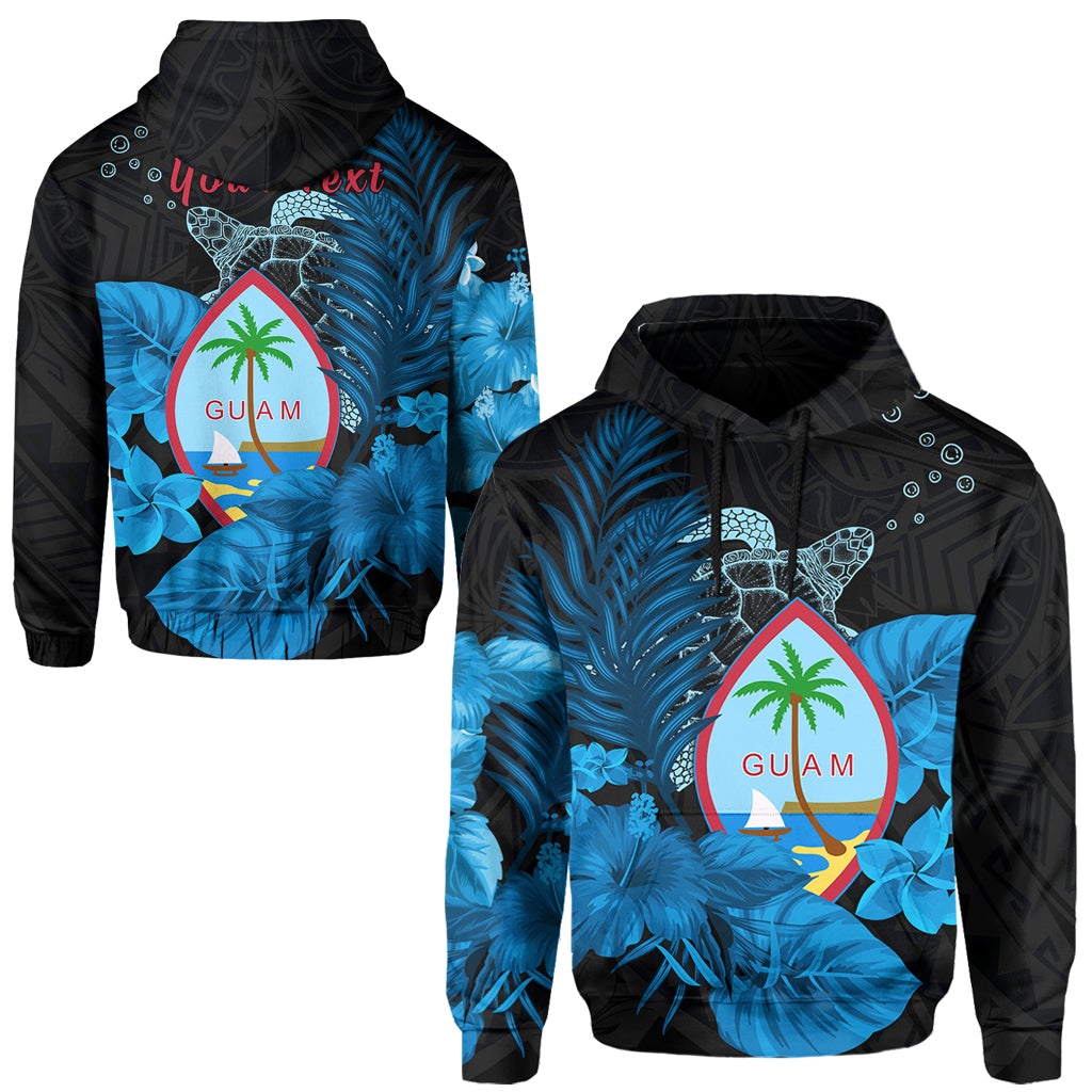 custom-personalised-guam-seal-hoodie-polynesian-turtle-with-flowers-version-blue