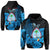 Custom Guam Seal Hoodie Polynesian Turtle with Flowers Version Blue LT13 - Wonder Print Shop