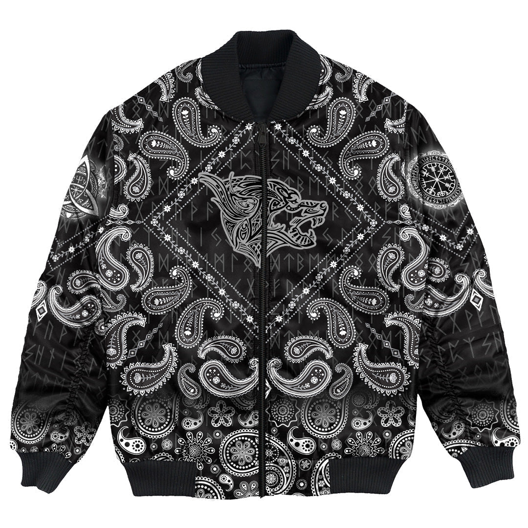 Viking Bomber Jacket Haiti Pattern Style with Bandana Paisley Style RLT12 - Wonder Print Shop