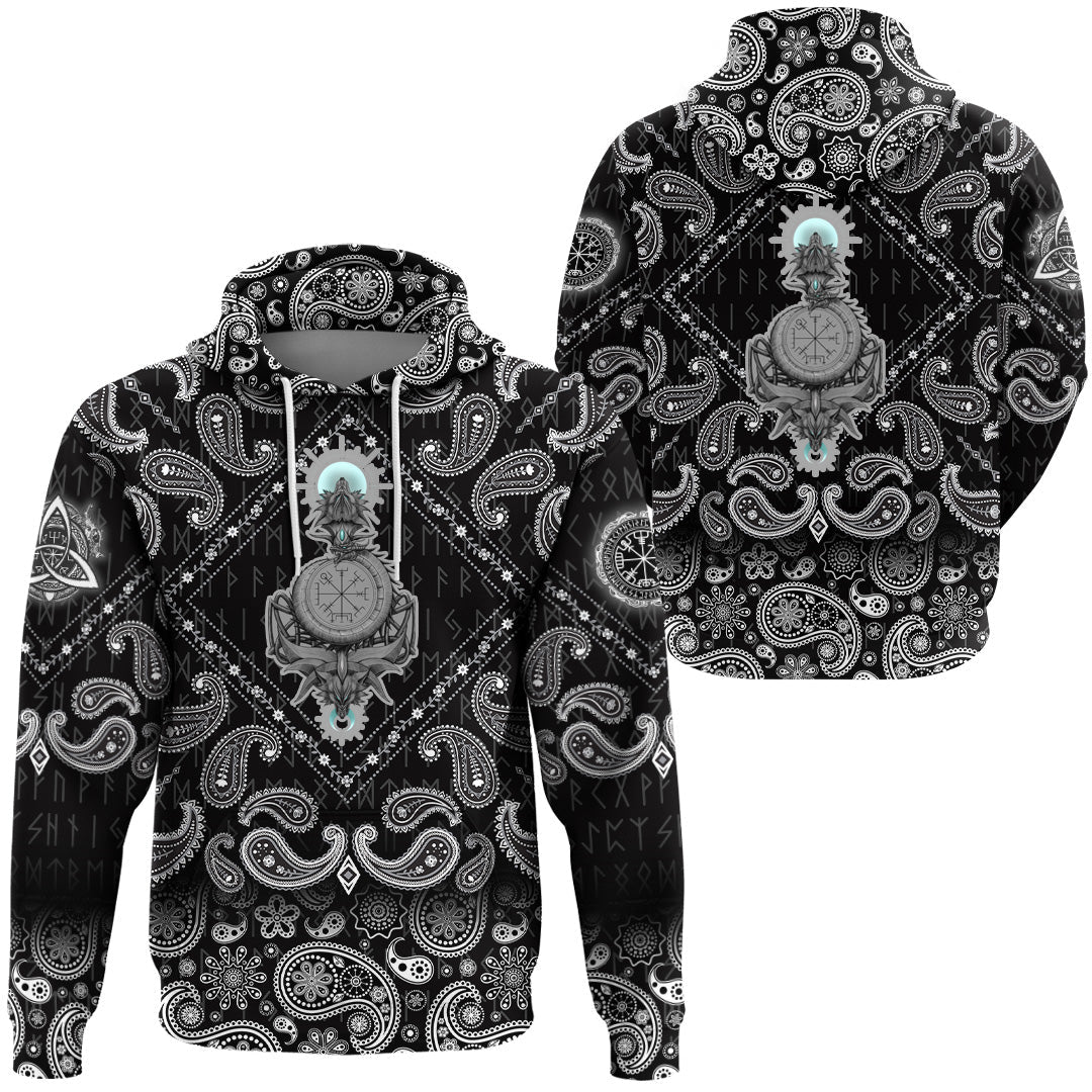 Viking Hoodie Hati Skoll with Bandana Paisley Style RLT12 - Wonder Print Shop