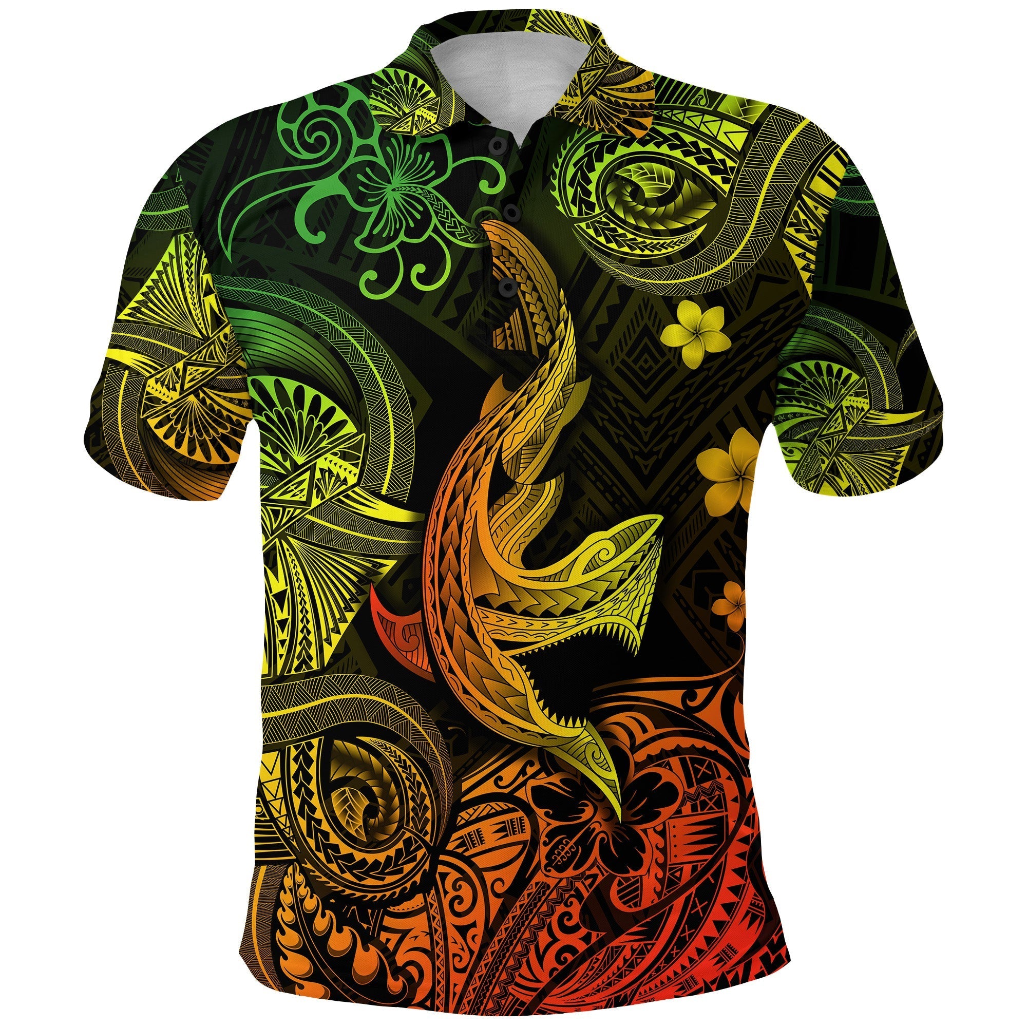 Hawaii Angry Shark Polynesian Polo Shirt Unique Style Reggae LT8 - Wonder Print Shop