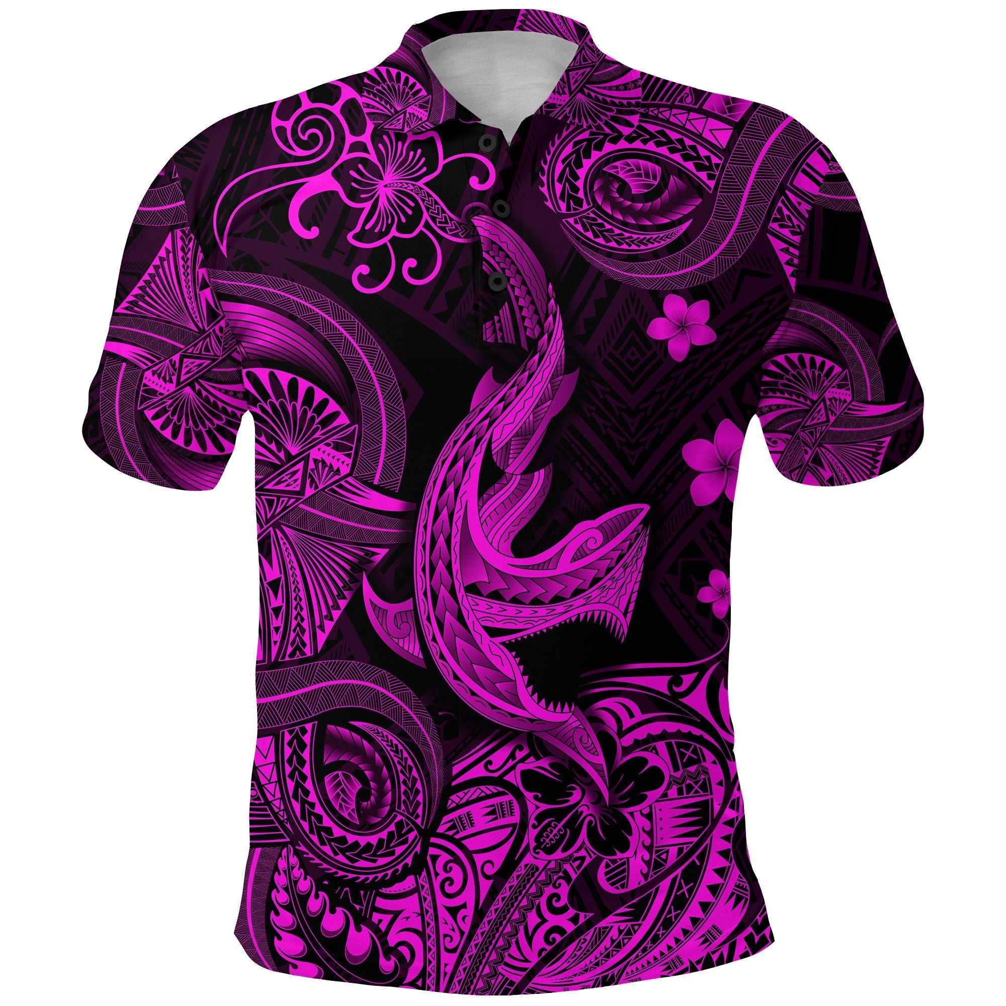 Hawaii Angry Shark Polynesian Polo Shirt Unique Style Pink LT8 - Wonder Print Shop