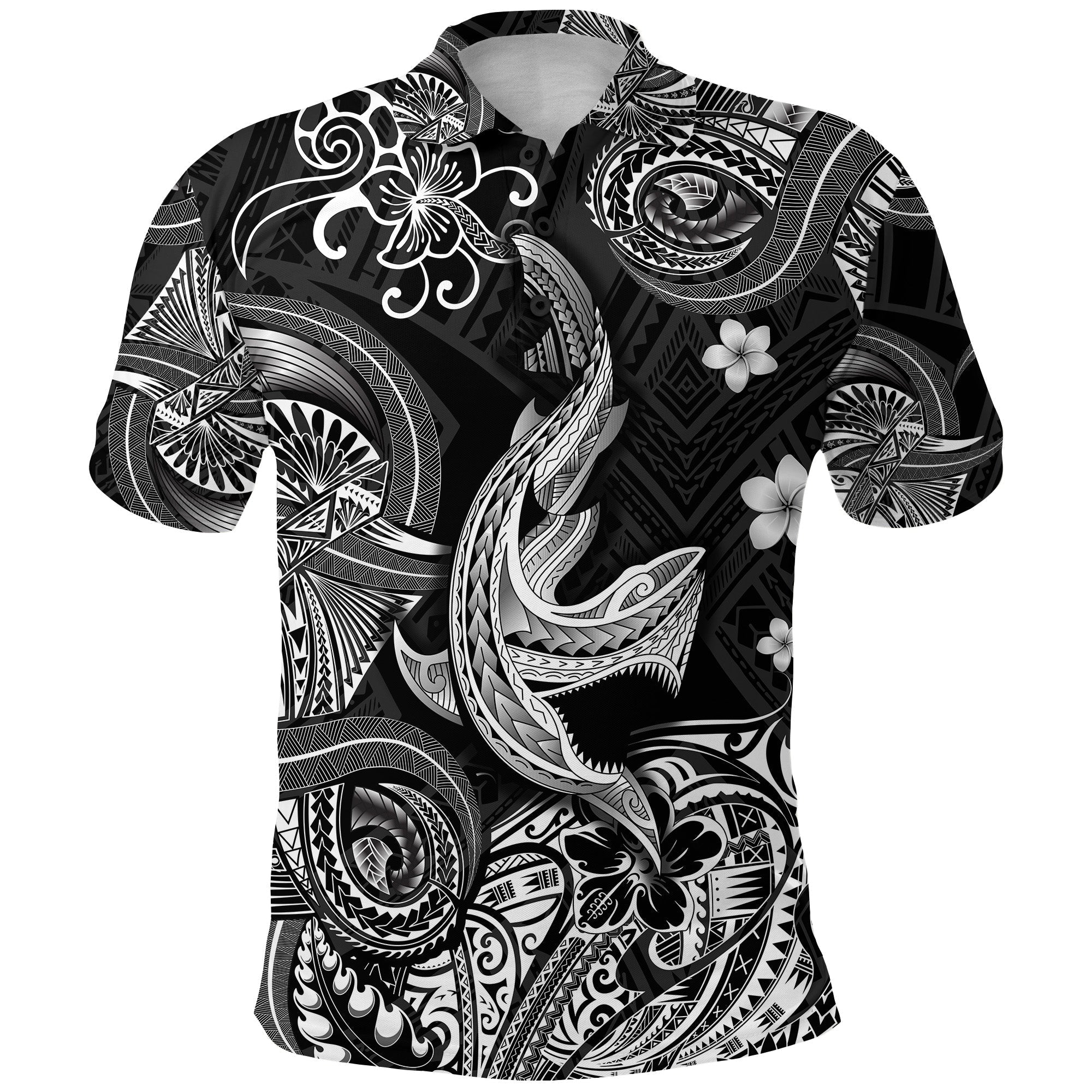 Hawaii Angry Shark Polynesian Polo Shirt Unique Style Black LT8 - Wonder Print Shop