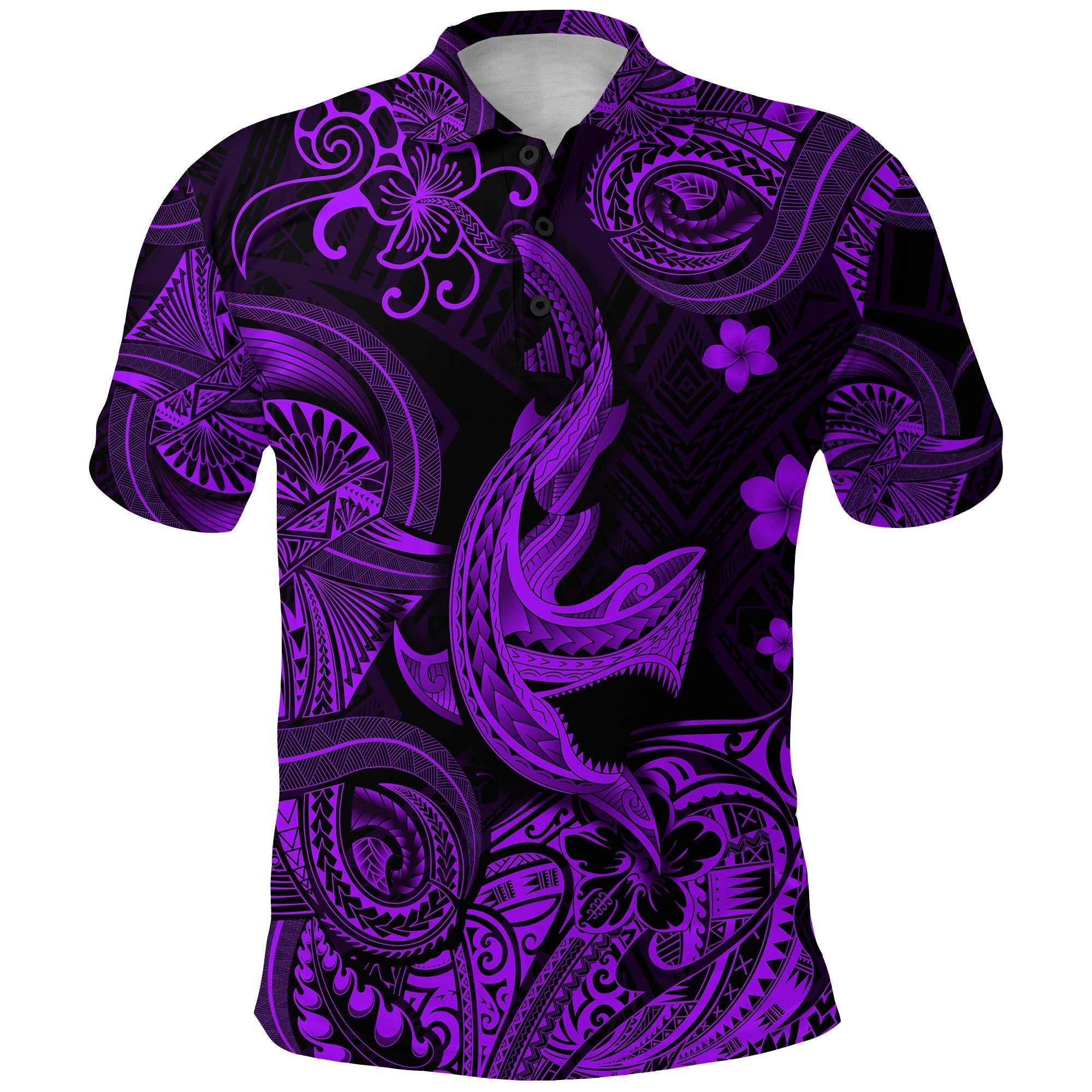 Hawaii Angry Shark Polynesian Polo Shirt Unique Style Purple LT8 - Wonder Print Shop