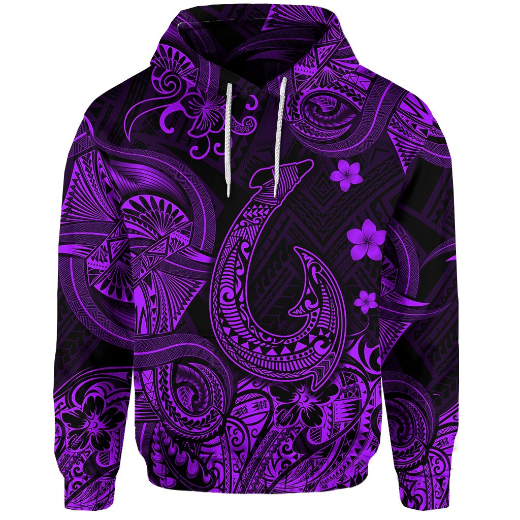 Custom Hawaii Fish Hook Polynesian Hoodie Unique Style Purple LT8 - Wonder Print Shop