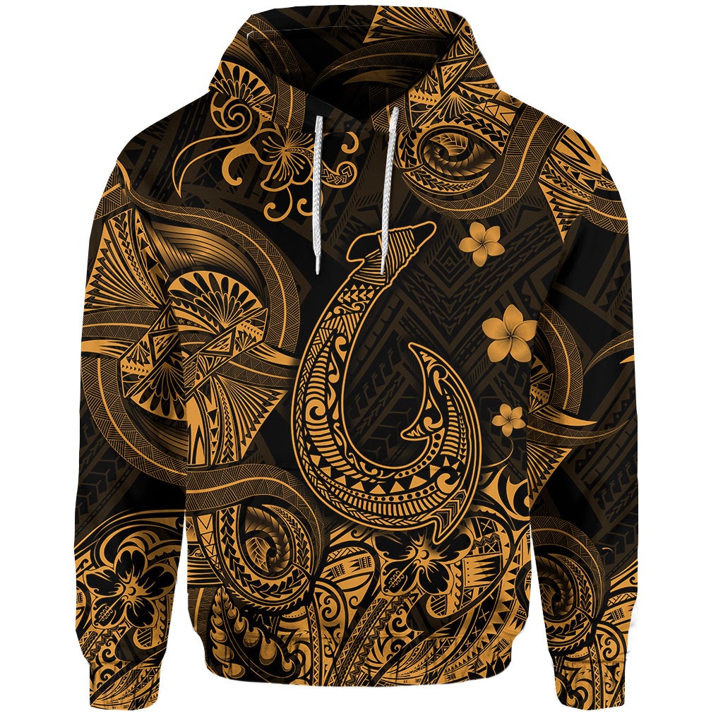 Custom Hawaii Fish Hook Polynesian Hoodie Unique Style Gold LT8 - Wonder Print Shop