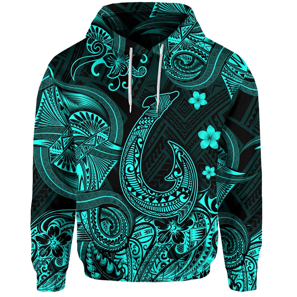 Custom Hawaii Fish Hook Polynesian Hoodie Unique Style Turquoise LT8 - Wonder Print Shop