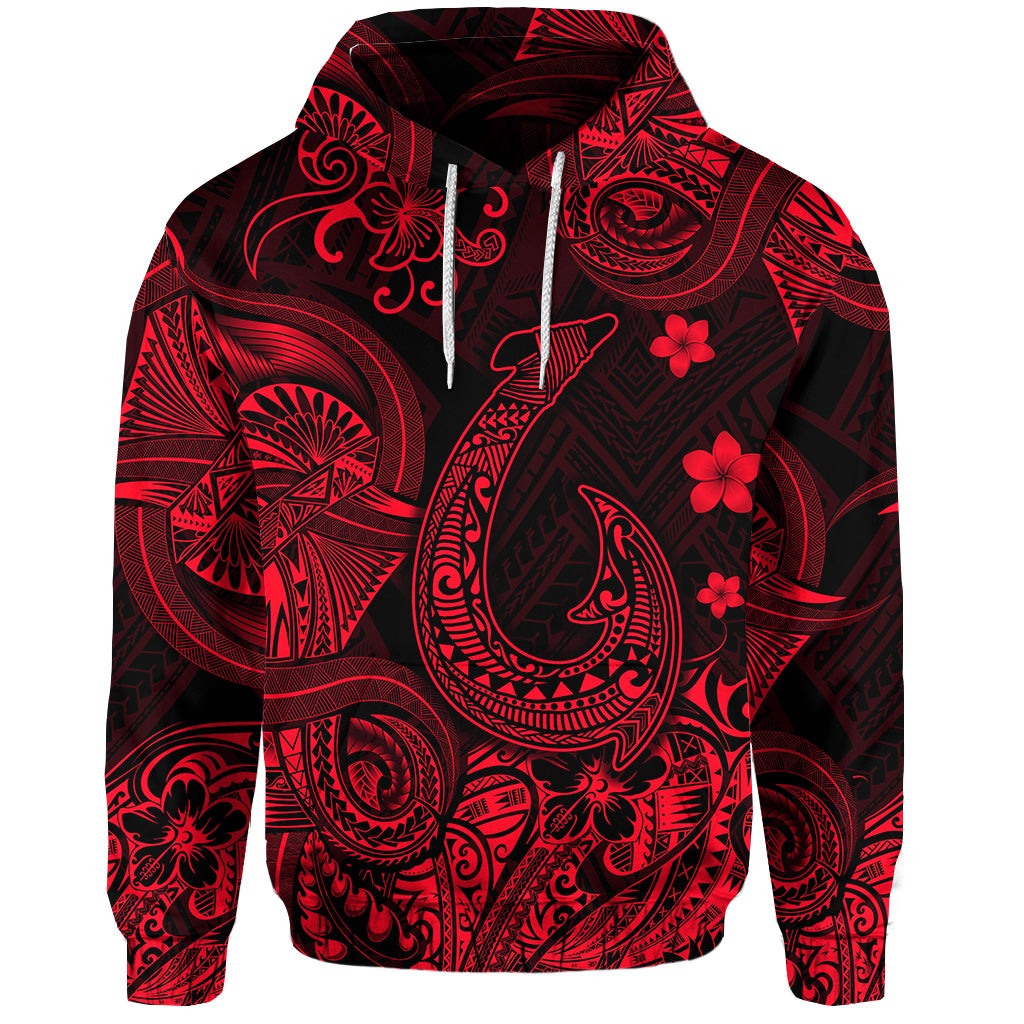 Custom Hawaii Fish Hook Polynesian Hoodie Unique Style Red LT8 - Wonder Print Shop