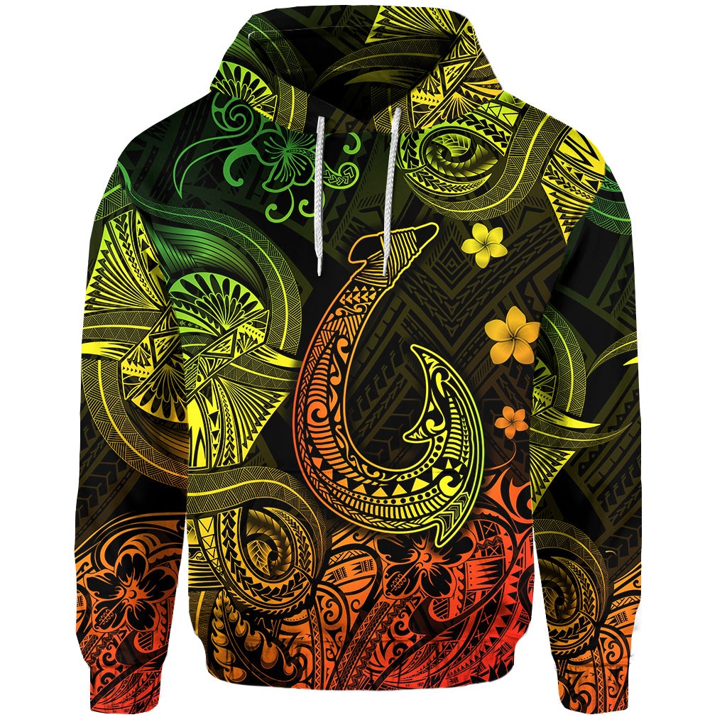 Custom Hawaii Fish Hook Polynesian Hoodie Unique Style Reggae LT8 - Wonder Print Shop