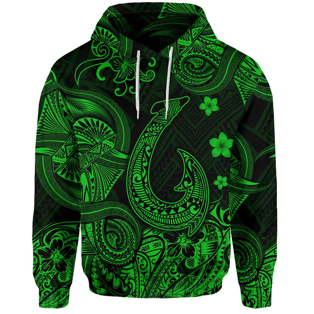 Custom Hawaii Fish Hook Polynesian Hoodie Unique Style Green LT8 - Wonder Print Shop