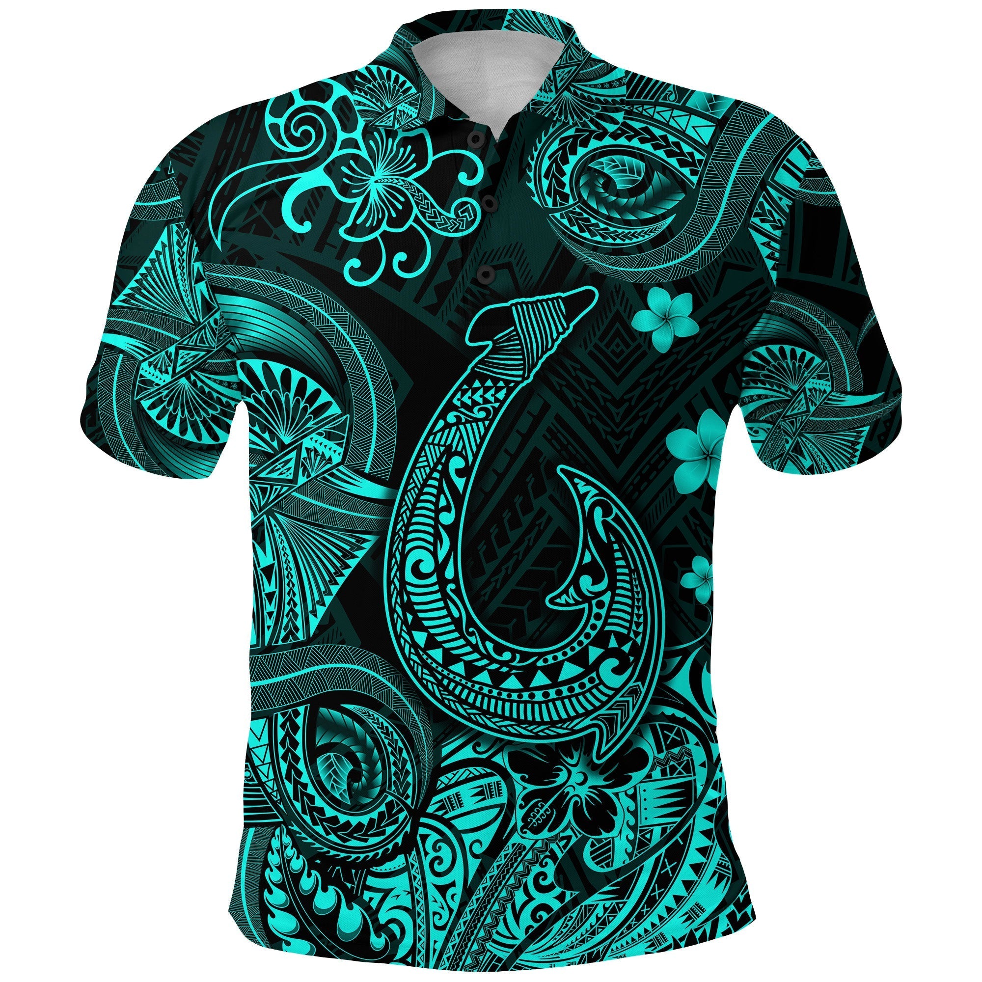 Hawaii Fish Hook Polynesian Polo Shirt Unique Style Turquoise LT8 - Wonder Print Shop