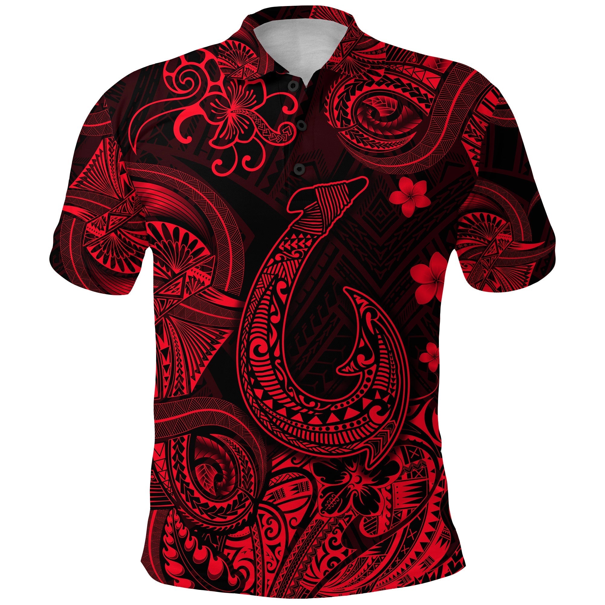 Hawaii Fish Hook Polynesian Polo Shirt Unique Style Red LT8 - Wonder Print Shop