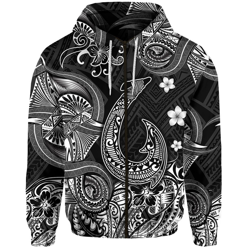 Custom Hawaii Fish Hook Polynesian Zip Hoodie Unique Style Black LT8 - Wonder Print Shop