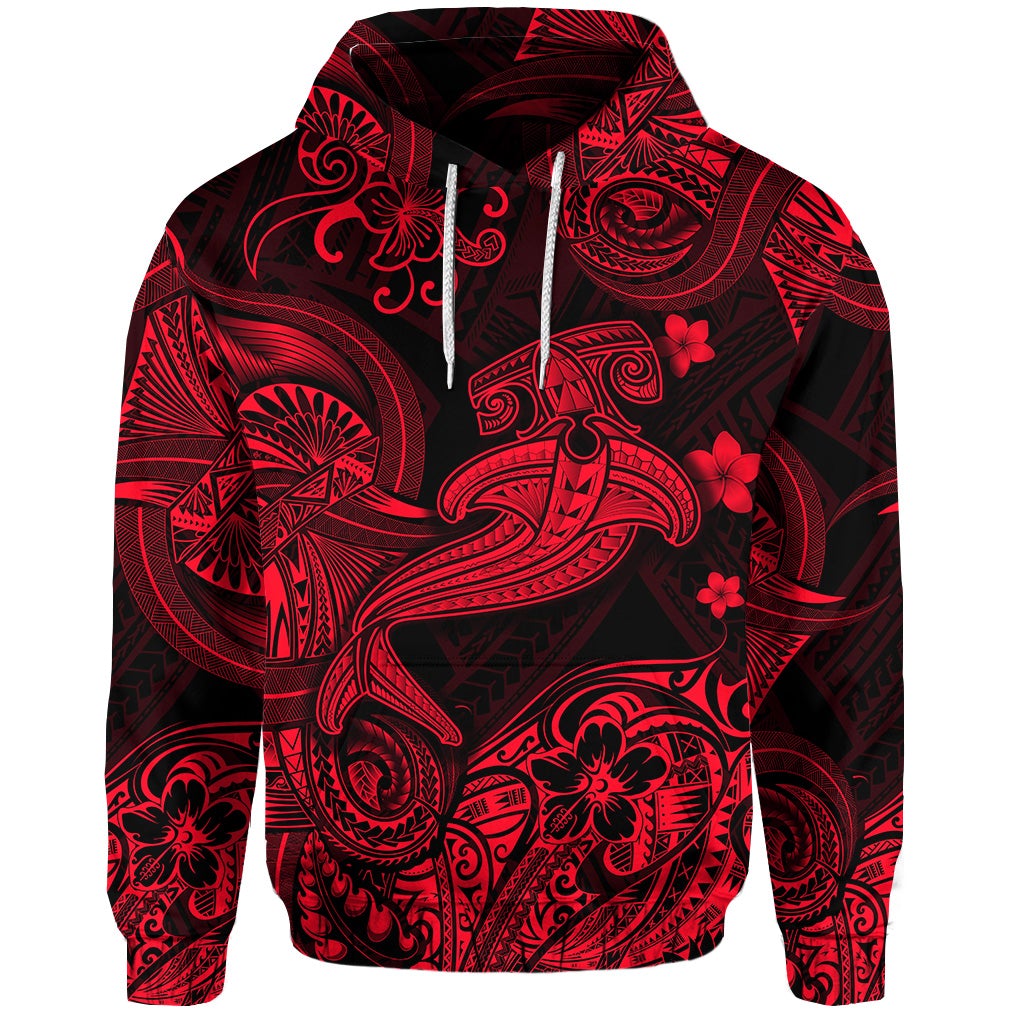 Custom Hawaii Hammer Shark Polynesian Hoodie Unique Style Red LT8 - Wonder Print Shop