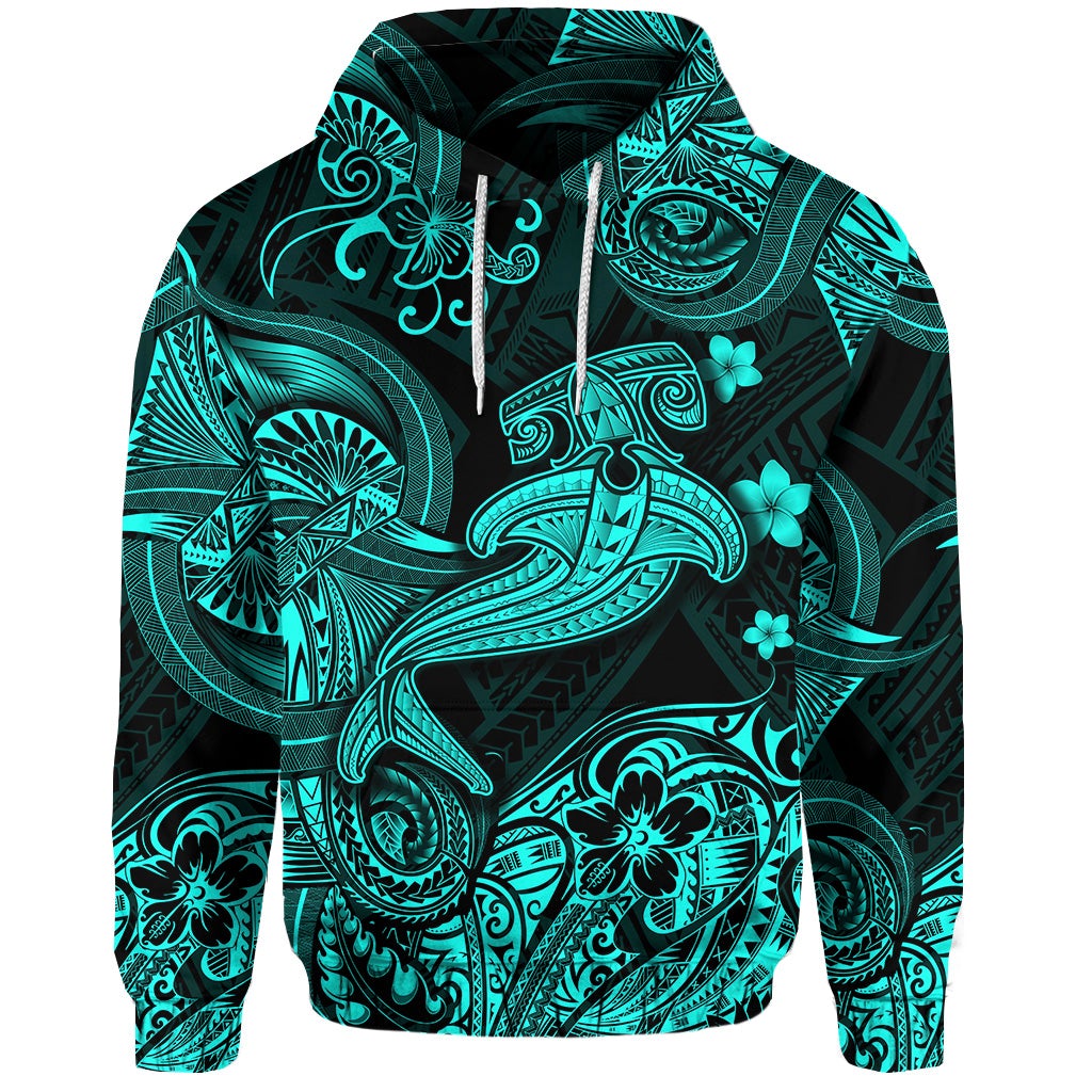 Custom Hawaii Hammer Shark Polynesian Hoodie Unique Style Turquoise LT8 - Wonder Print Shop