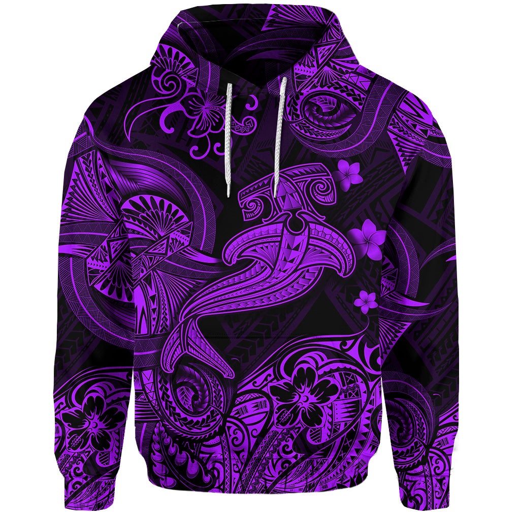 Custom Hawaii Hammer Shark Polynesian Hoodie Unique Style Purple LT8 - Wonder Print Shop