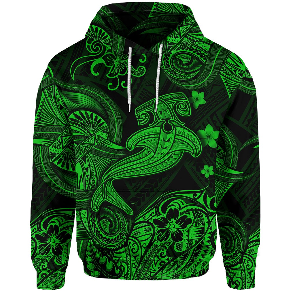 Custom Hawaii Hammer Shark Polynesian Hoodie Unique Style Green LT8 - Wonder Print Shop