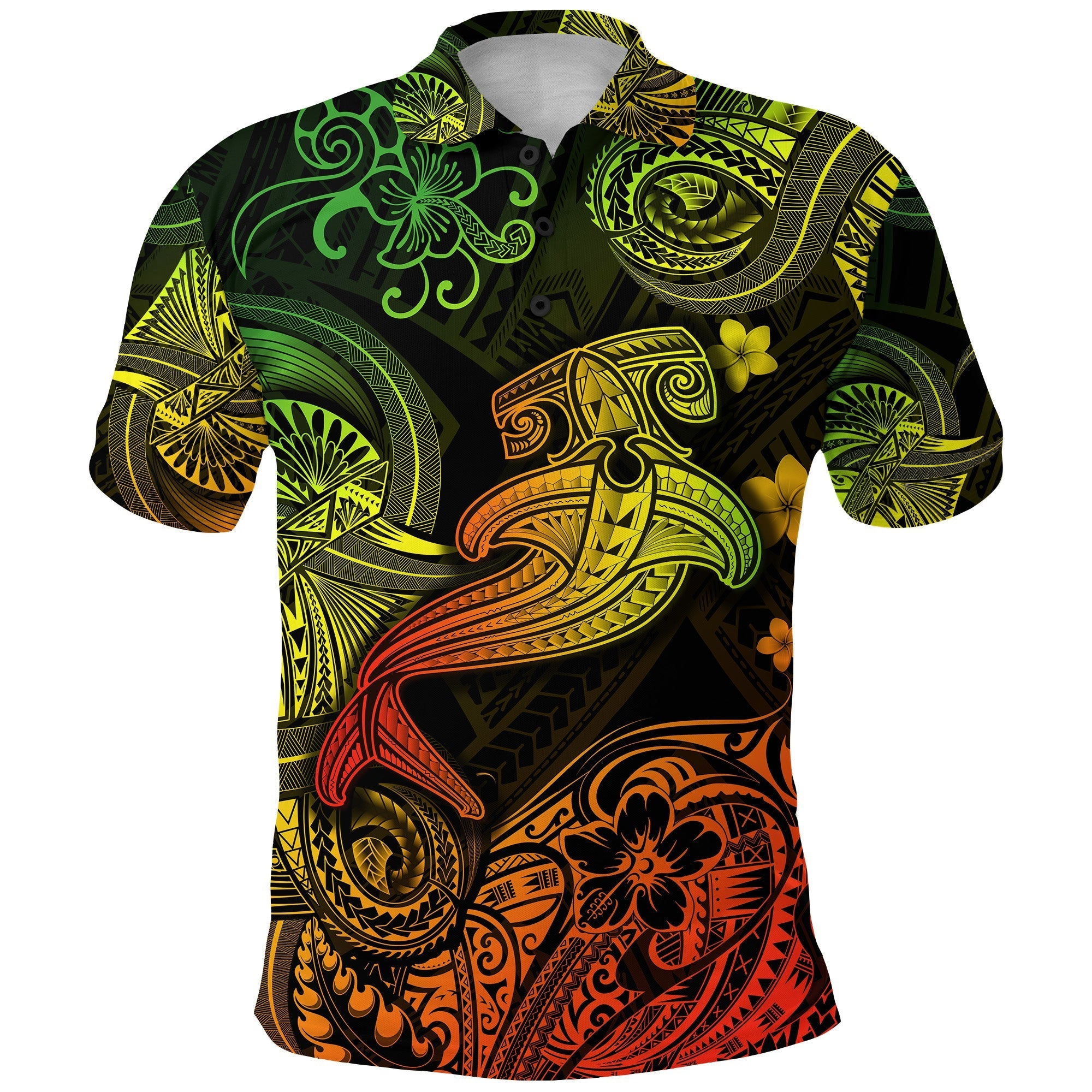 Hawaii Hammer Shark Polynesian Polo Shirt Unique Style Reggae LT8 - Wonder Print Shop