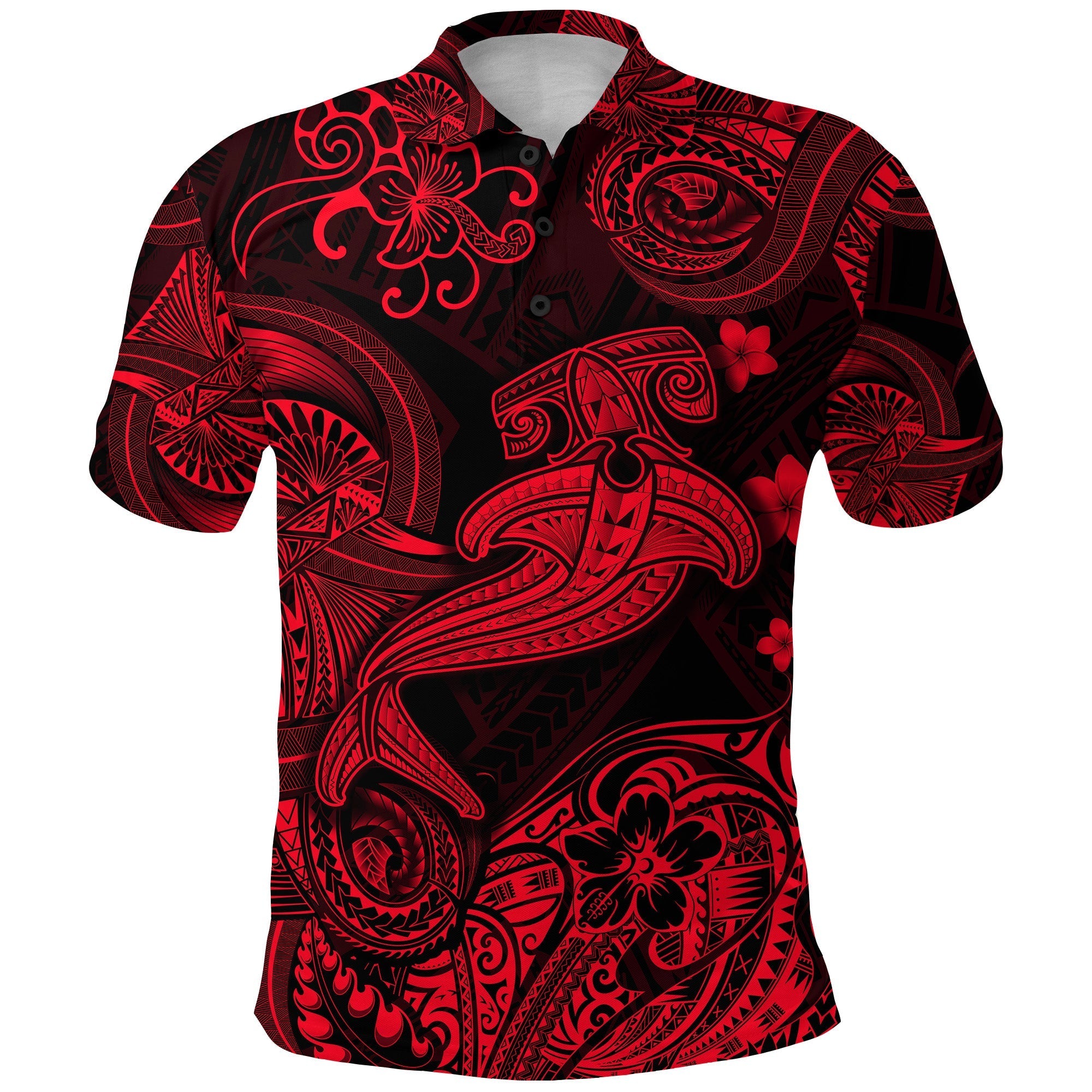 Hawaii Hammer Shark Polynesian Polo Shirt Unique Style Red LT8 - Wonder Print Shop