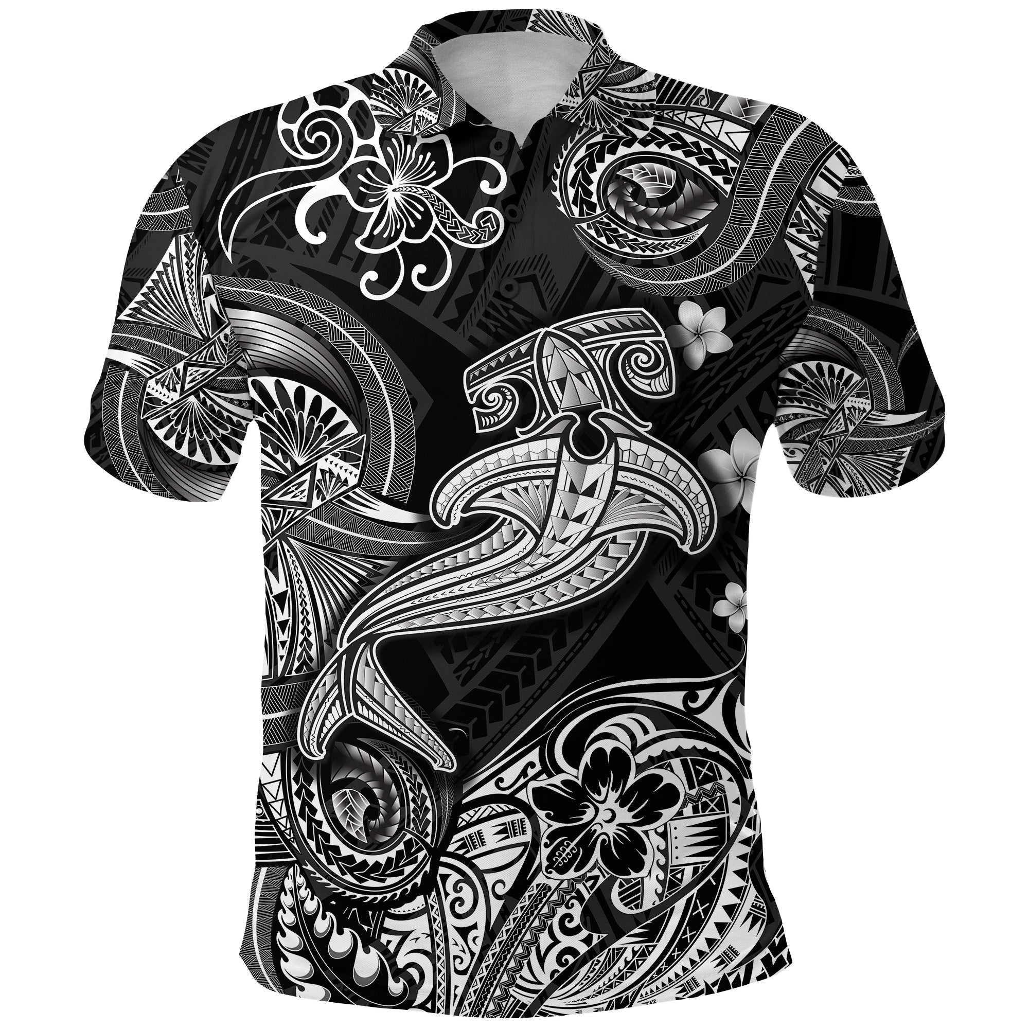 Hawaii Hammer Shark Polynesian Polo Shirt Unique Style Black LT8 - Wonder Print Shop