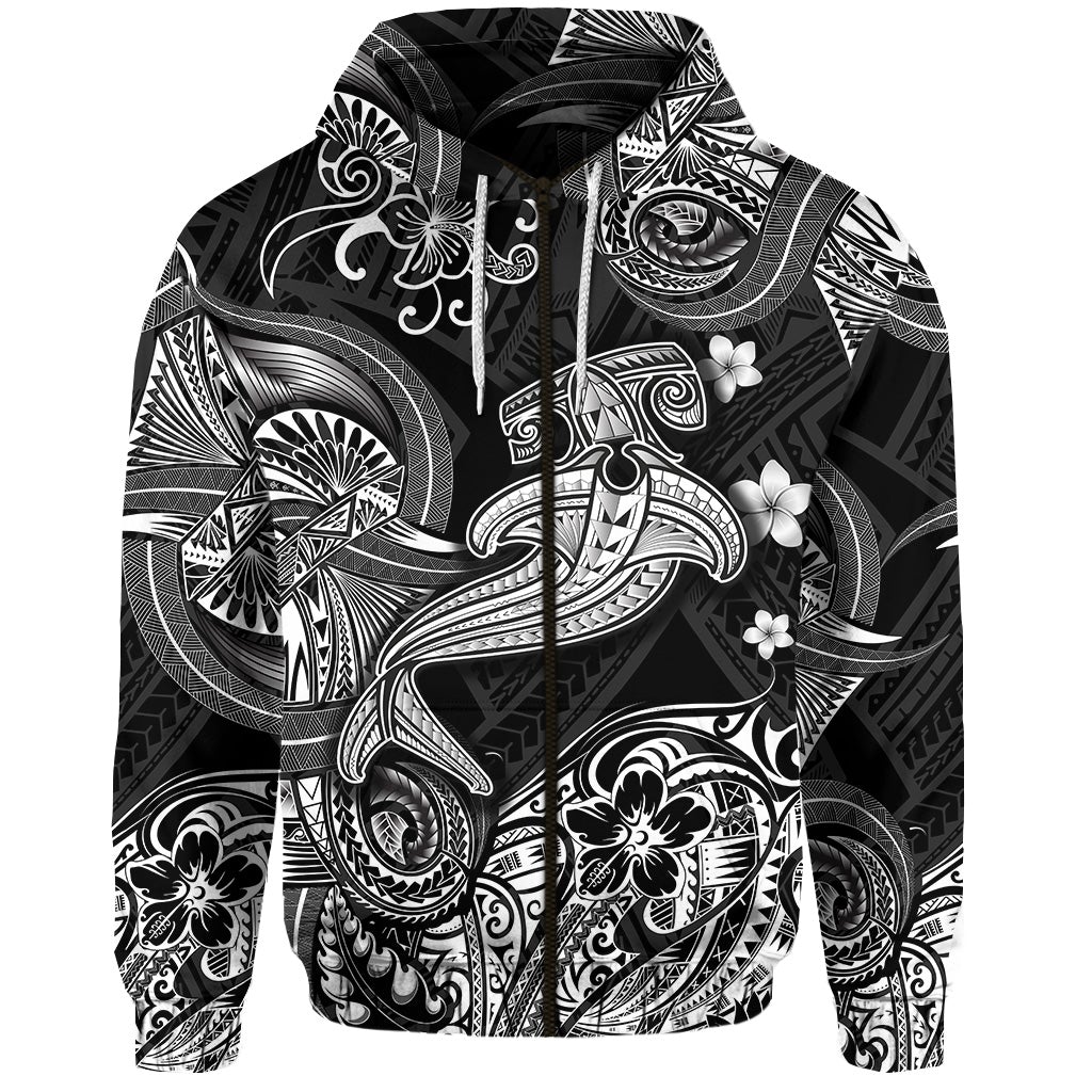 Custom Hawaii Hammer Shark Polynesian Zip Hoodie Unique Style Black LT8 - Wonder Print Shop