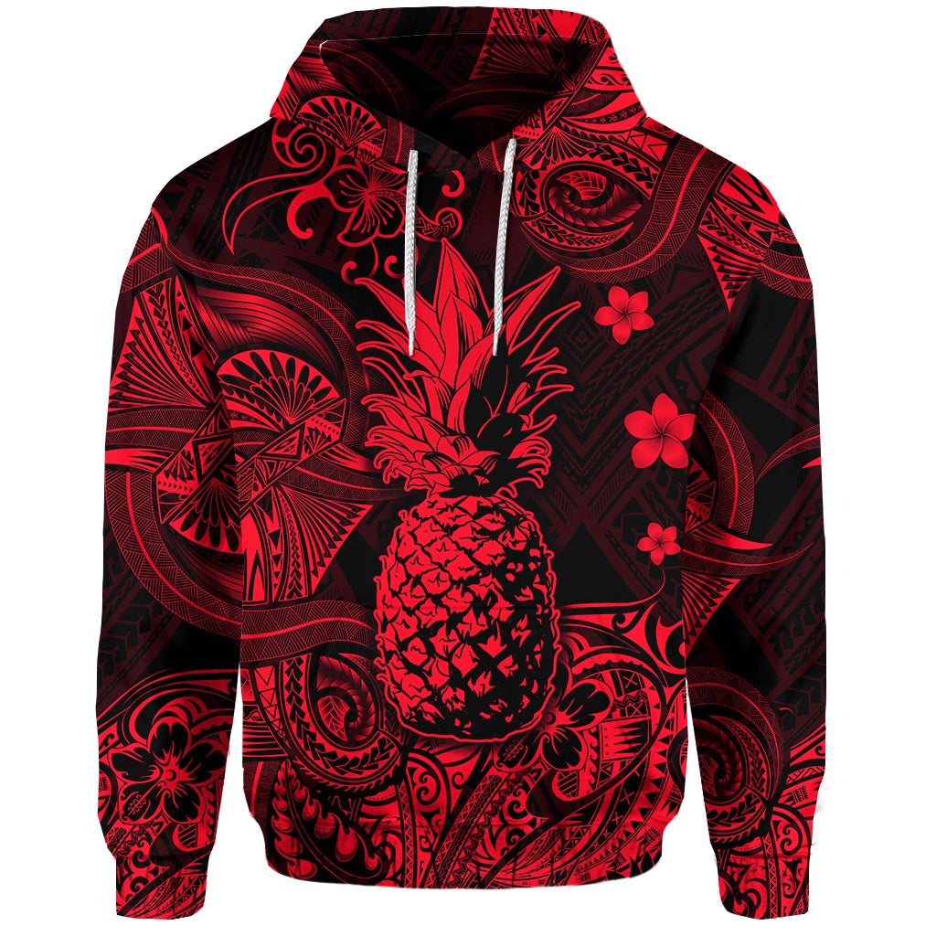 Custom Hawaii Pineapple Polynesian Hoodie Unique Style Red LT8 - Wonder Print Shop