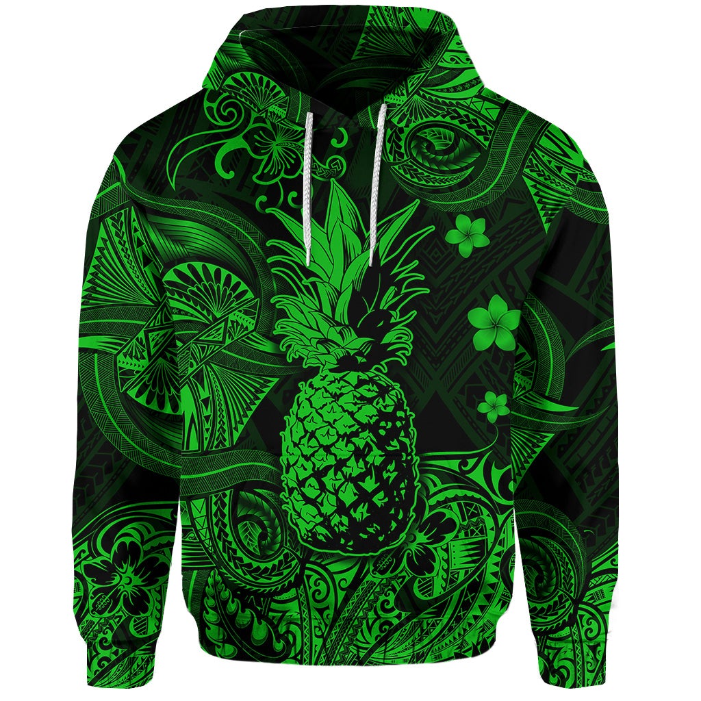 Custom Hawaii Pineapple Polynesian Hoodie Unique Style Green LT8 - Wonder Print Shop