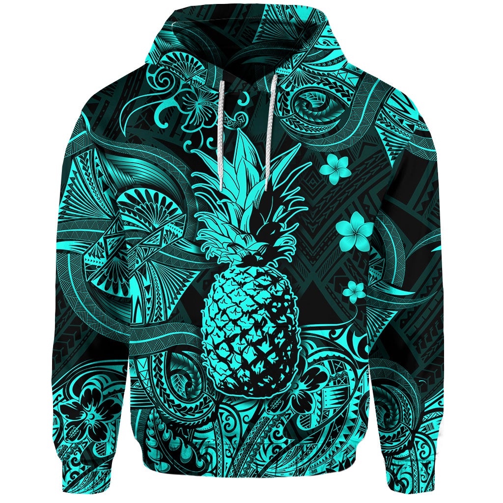 Custom Hawaii Pineapple Polynesian Hoodie Unique Style Turquoise LT8 - Wonder Print Shop