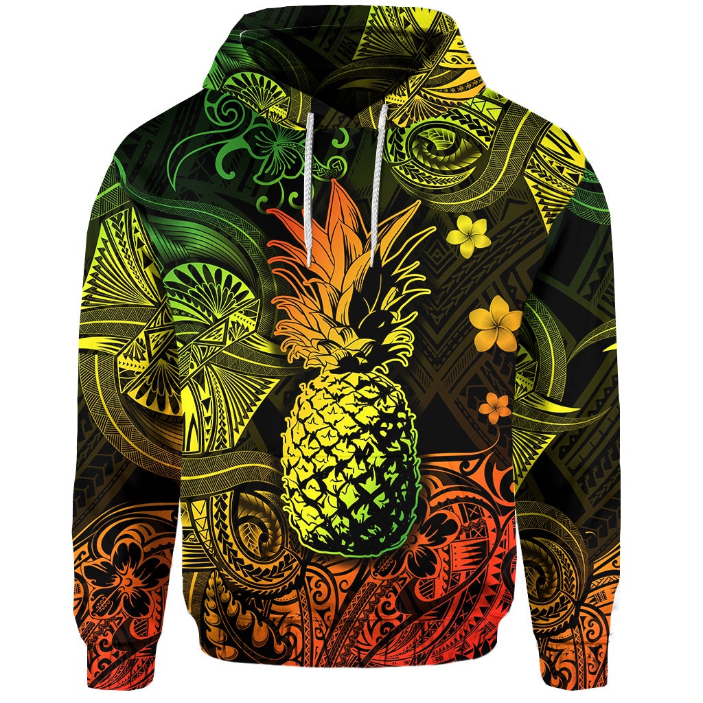 Custom Hawaii Pineapple Polynesian Hoodie Unique Style Reggae LT8 - Wonder Print Shop