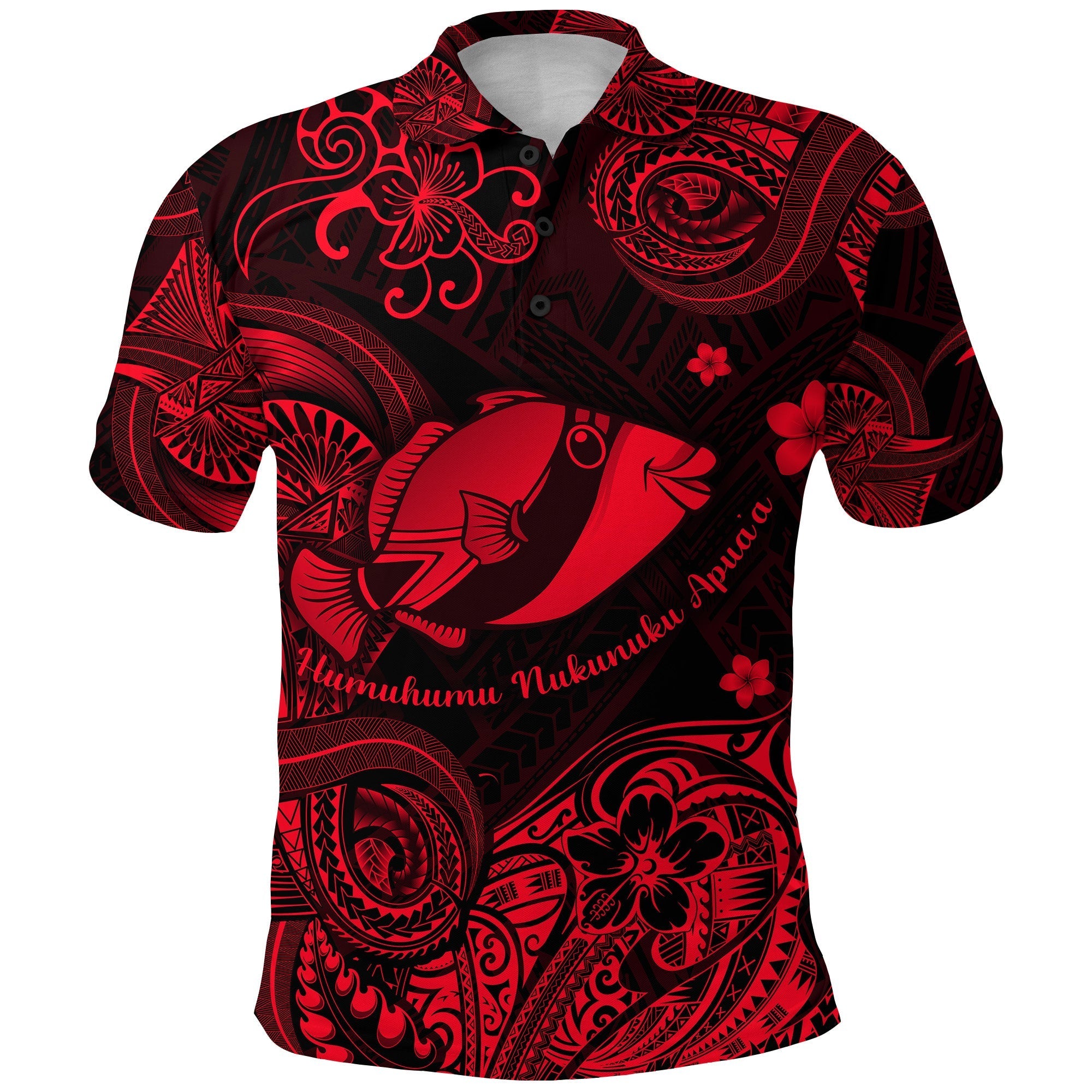 Custom Hawaii State Fish: Humuhumu Nukunuku Apuaa Polynesian Polo Shirt Unique Style Red LT8 - Wonder Print Shop