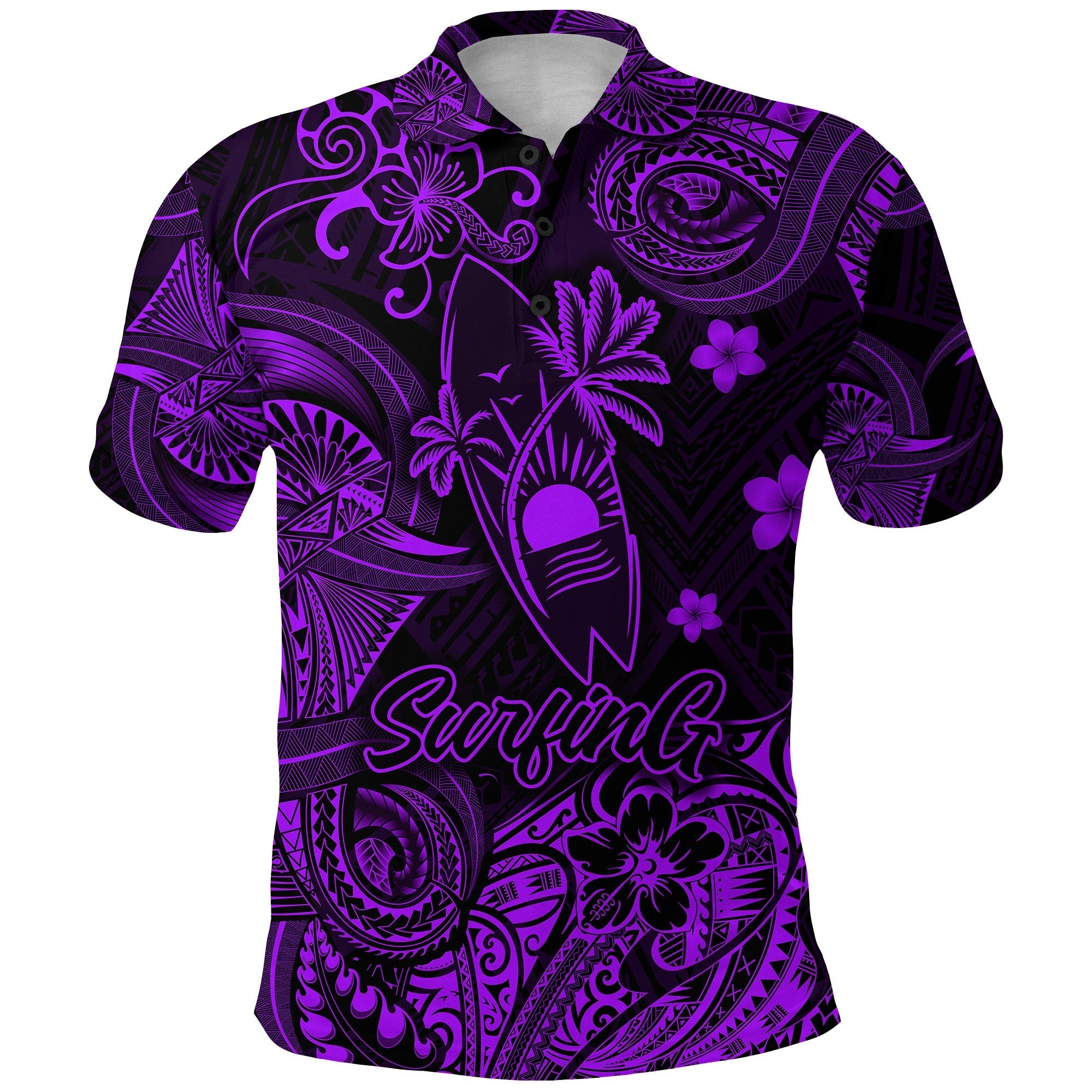 Surfing Hawaii Golf Shirts Polynesian Polo Shirt Unique Style Purple LT8 - Wonder Print Shop