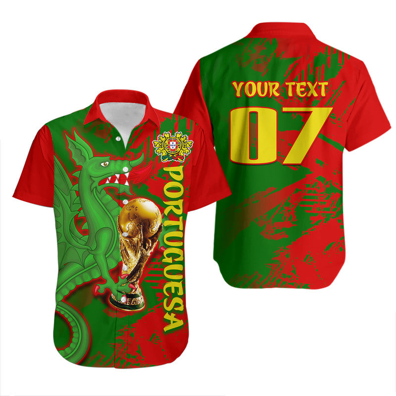 (Custom Personalised) Portugal Football Hawaiian Shirt Dragon of Royal Arms During The Reign of Queen Maria II - Wonder Print Shop