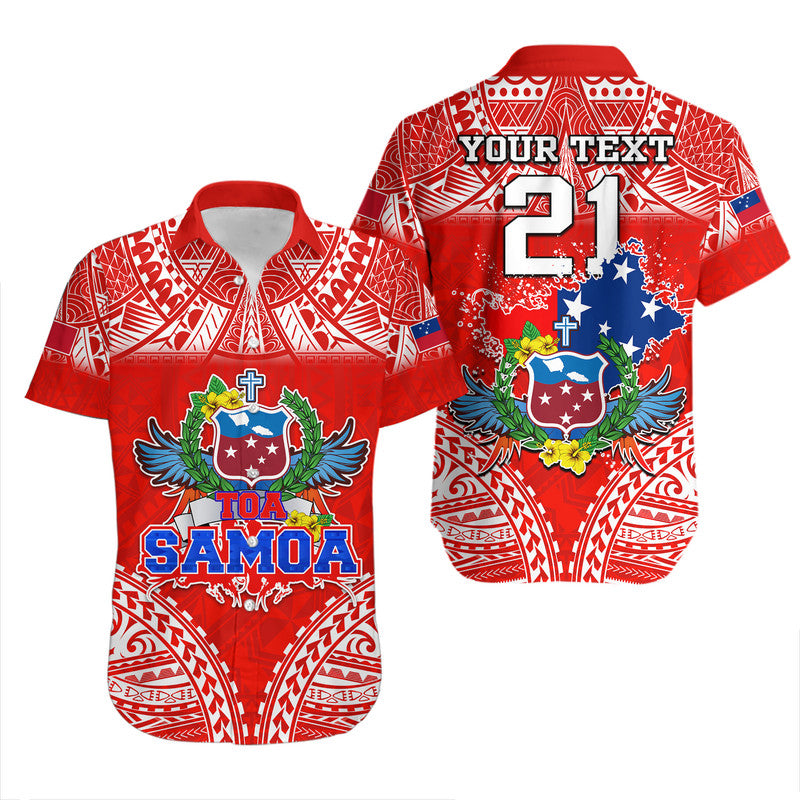 (Custom Personalised) Toa Samoa Polynesian Rugby Hawaiian Shirt Samoan Flag Red Color - Wonder Print Shop