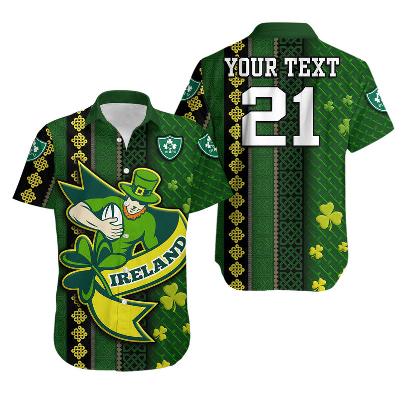 (Custom Personalised) Ireland Celtic Knot Rugby Hawaiian Shirt Irish Gold and Green Pattern - Wonder Print Shop