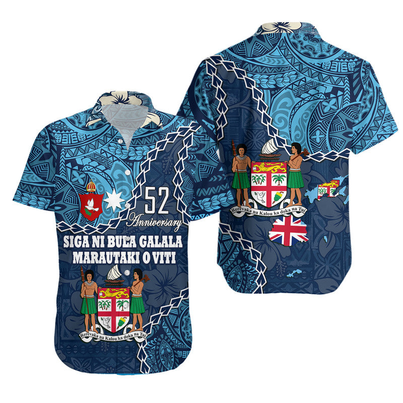 Fathers Day Fiji 52nd Anniversary Hawaiian Shirt Siga Ni Bula Galala Marautaki O Viti - Wonder Print Shop