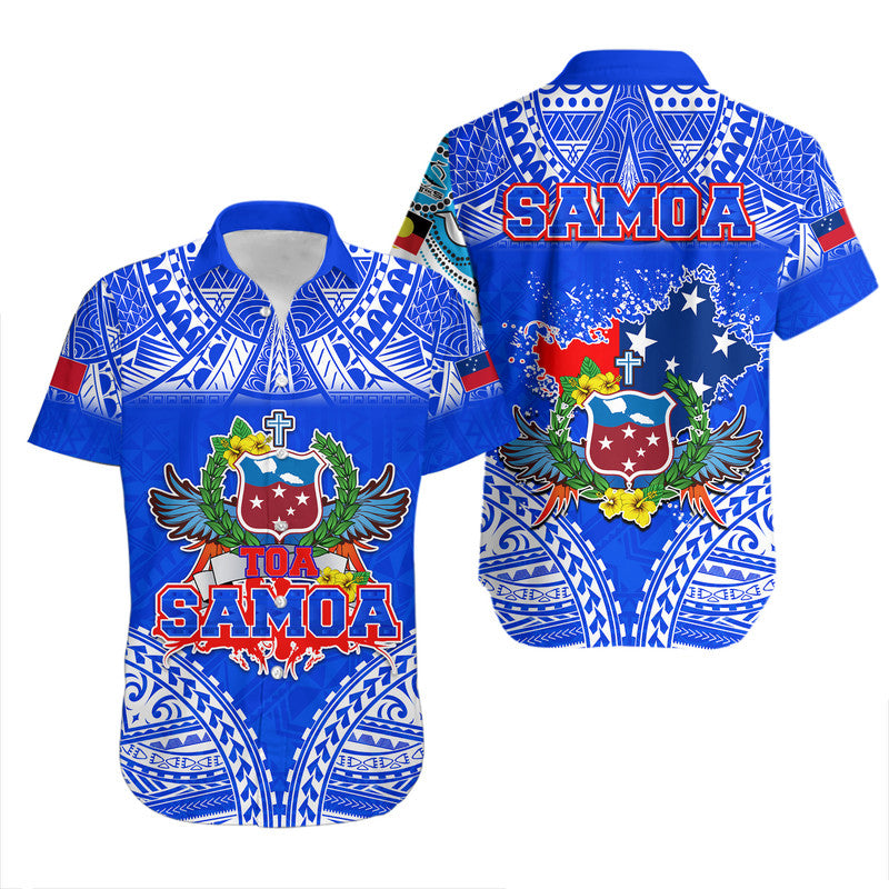 Toa Samoa Polynesian Rugby Hawaiian Shirt Samoan Flag Blue Color - Wonder Print Shop