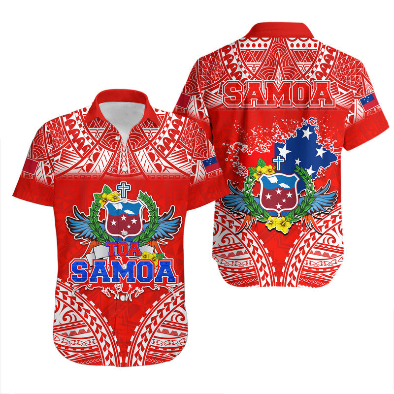 Toa Samoa Polynesian Rugby Hawaiian Shirt Samoan Flag Red Color - Wonder Print Shop