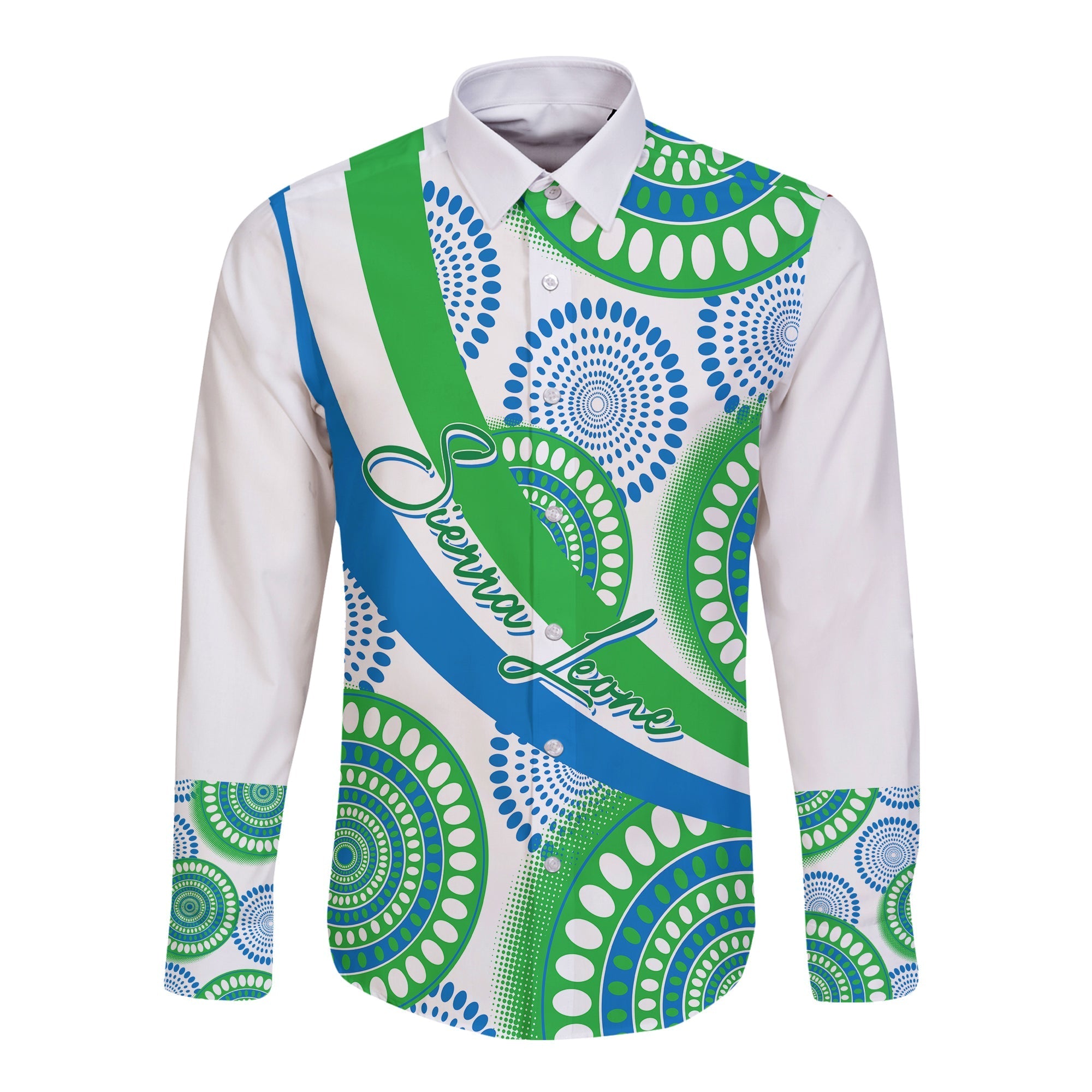 Sierra Leone Personalised Long Sleeves Button Shirt Ankara Style - Wonder Print Shop