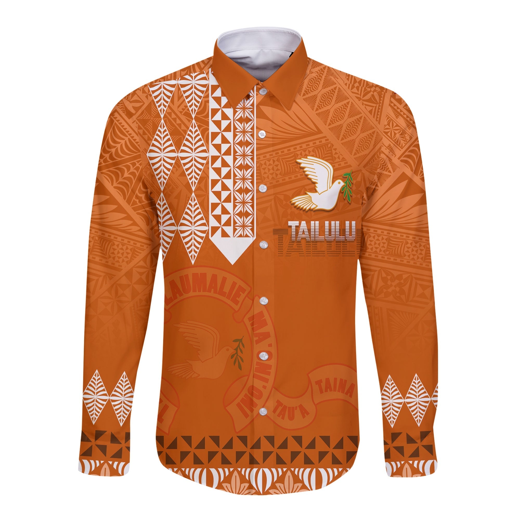 (Custom Personalize) Tonga Kolisi Tailulu Ha'apai Hawaii Long Sleeve Button Shirt White Dove - Wonder Print Shop