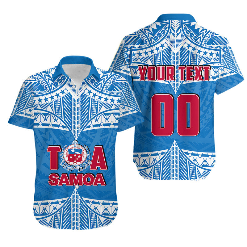 Custom Personalised And Number Toa Samoa Rugby Hawaiian Shirt Blue Sky LT6 - Wonder Print Shop