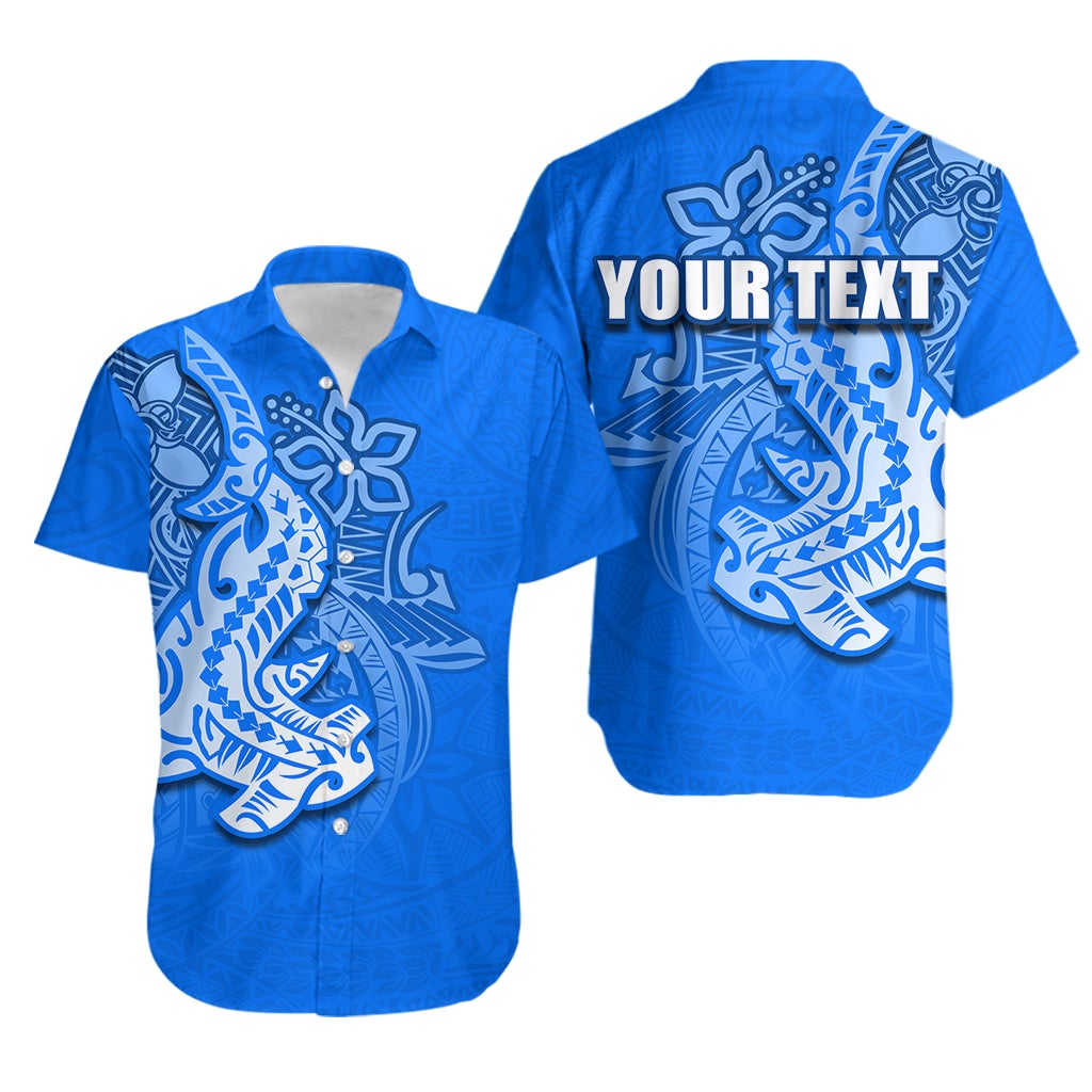 (Custom Personalised) Hammerhead shark Hawaiian Shirt Polynesian Blue Style LT6 - Wonder Print Shop