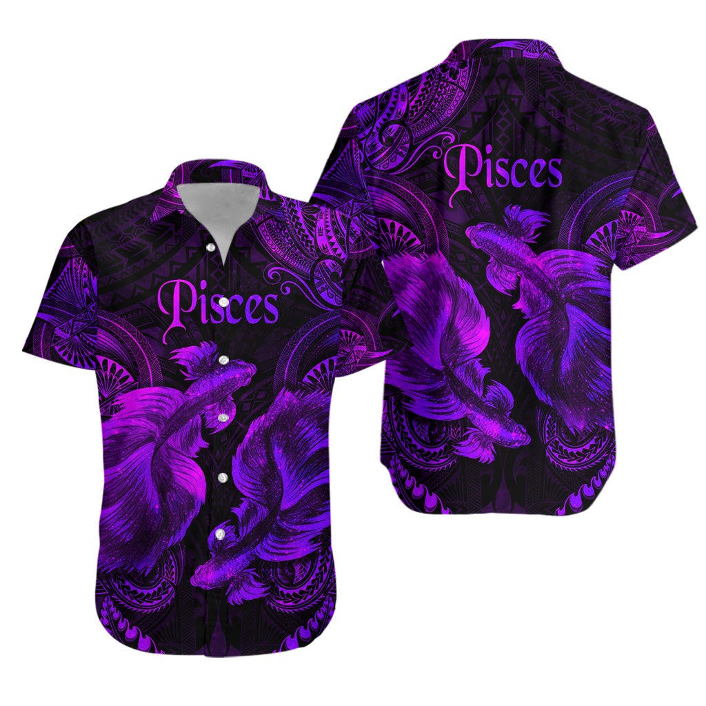 Pisces Zodiac Polynesian Hawaiian Shirt Unique Style Purple LT8 - Wonder Print Shop