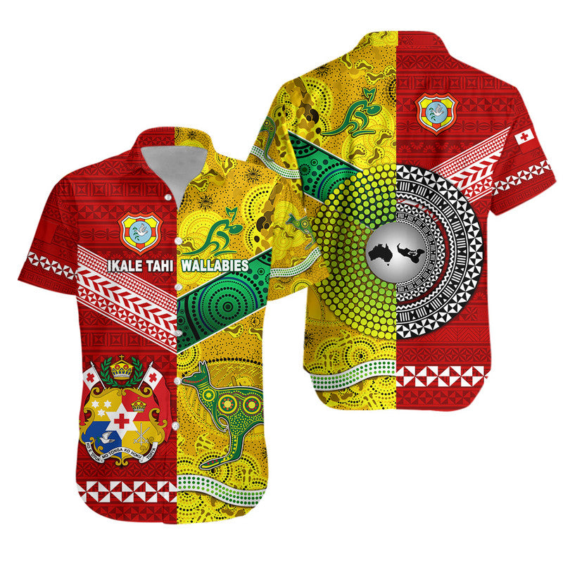 Tonga Ikale Tahi Ngatu And Australia Wallabies Aboriginal Hawaiian Shirt Rugby Together LT8 - Wonder Print Shop