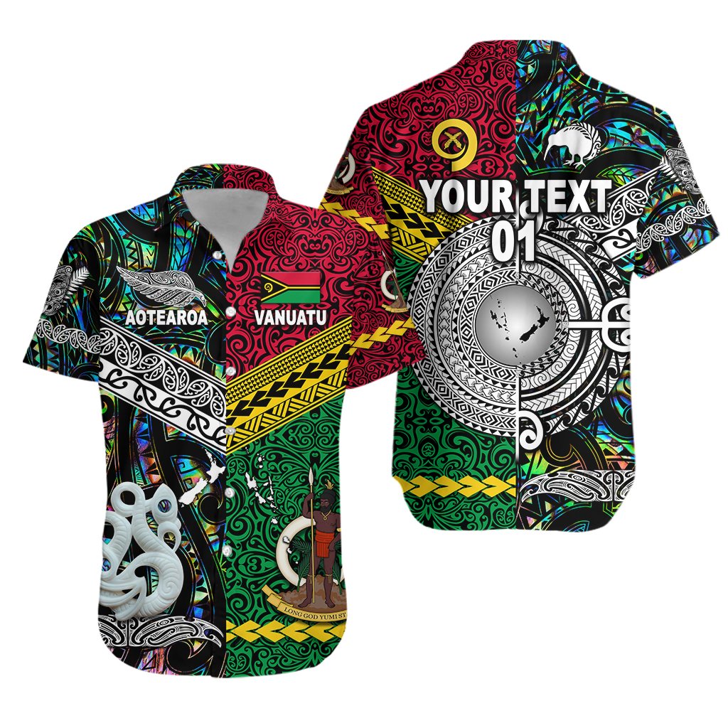 (Custom Personalised) Vanuatu And New Zealand Hawaiian Shirt Together - Paua Shell, Custom Text And Number LT8 - Wonder Print Shop