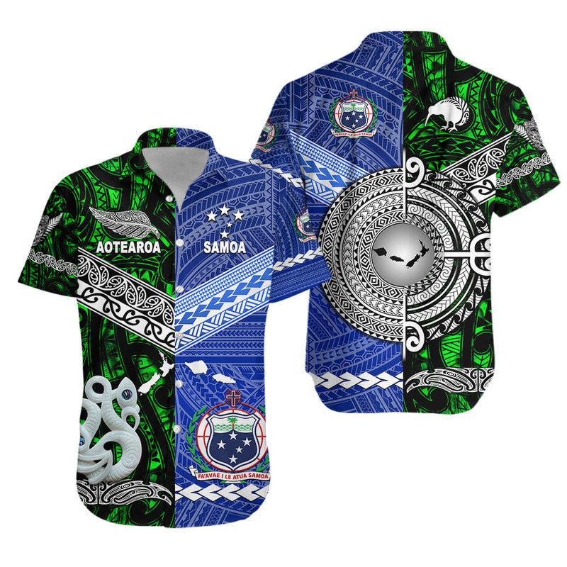 Samoa and New Zealand Hawaiian Shirt Together Green LT8 - Wonder Print Shop