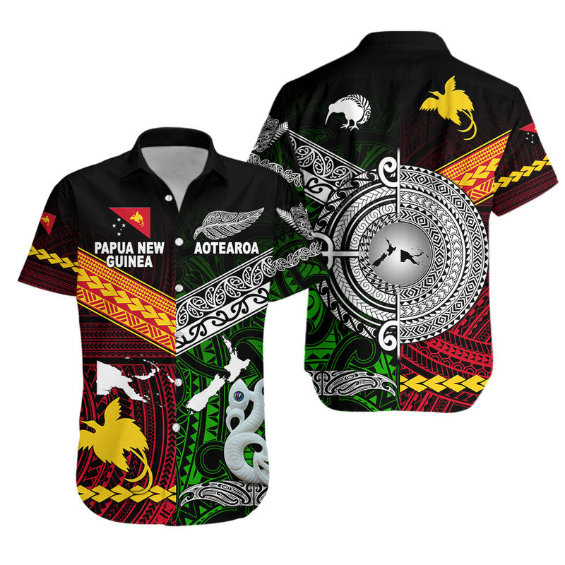 New Zealand and Papua New Guinea Hawaiian Shirt Together Green LT8 - Wonder Print Shop